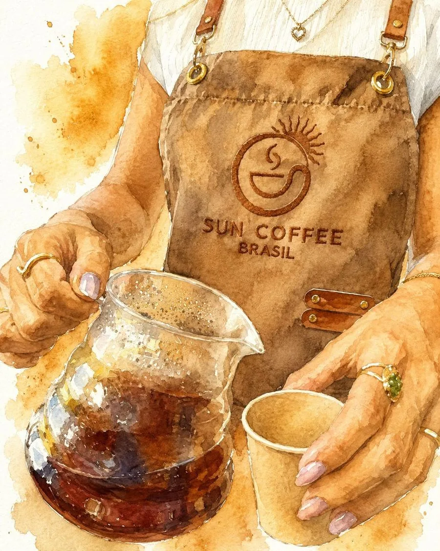 Barista da Sun Coffee Brasil em serviço